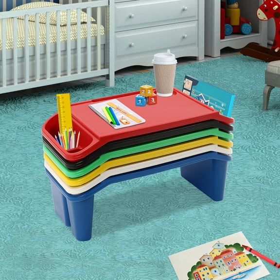 Set of 6 Kids Lap Desk Tray Portable Activity Table Plastic Stackable for Drawing Writing