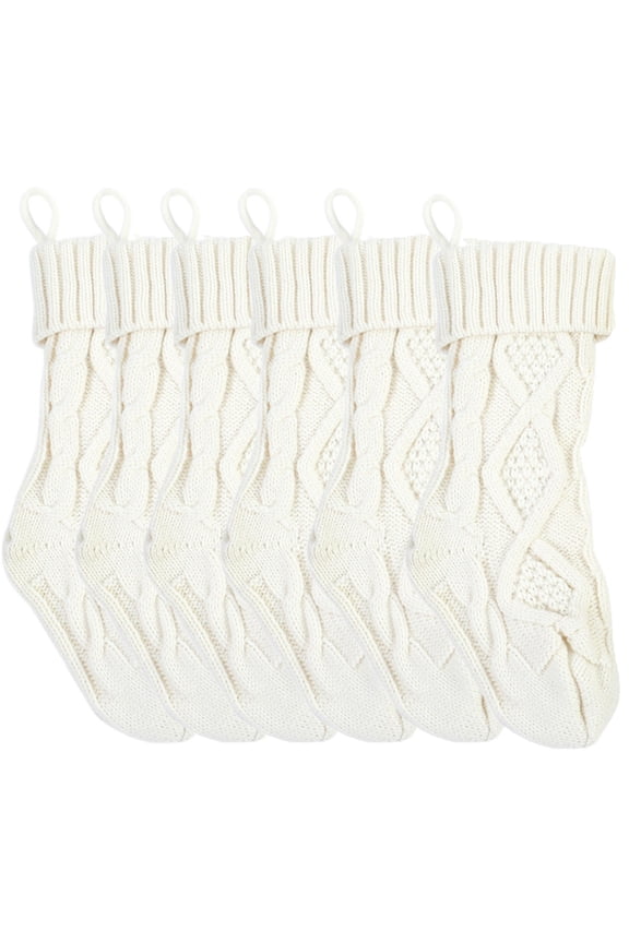 Set of 6 Knit Cute Stockings Rustic Farmhouse Style Personalized Embroidered Holiday Decor for Fireplace Mantel Decorations