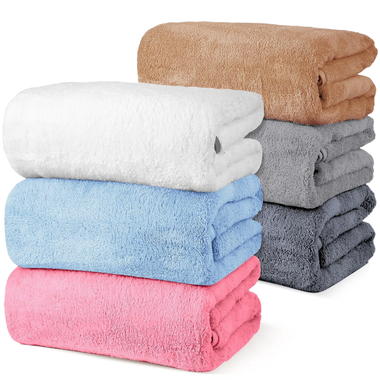 Set of 6 Large Bath Towels 28x55 Inches Soft Absorbent Shower Towels Bulk for Bathroom Gym Beach Pool Hotel Use