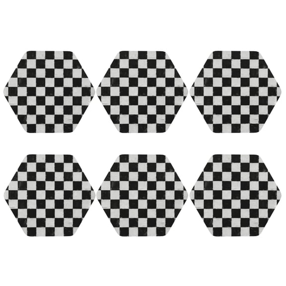 Set of 6 Leather Checkerboard Coasters Drinks Coaster