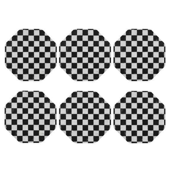 Set of 6 Leather Checkerboard Coasters Drinks Coaster