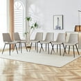 thumbnail image 1 of Set of 6 Light Gray Dining Chairs, Artificial Leather Backrest & Widened Cushion with Black Metal Legs, 1 of 10