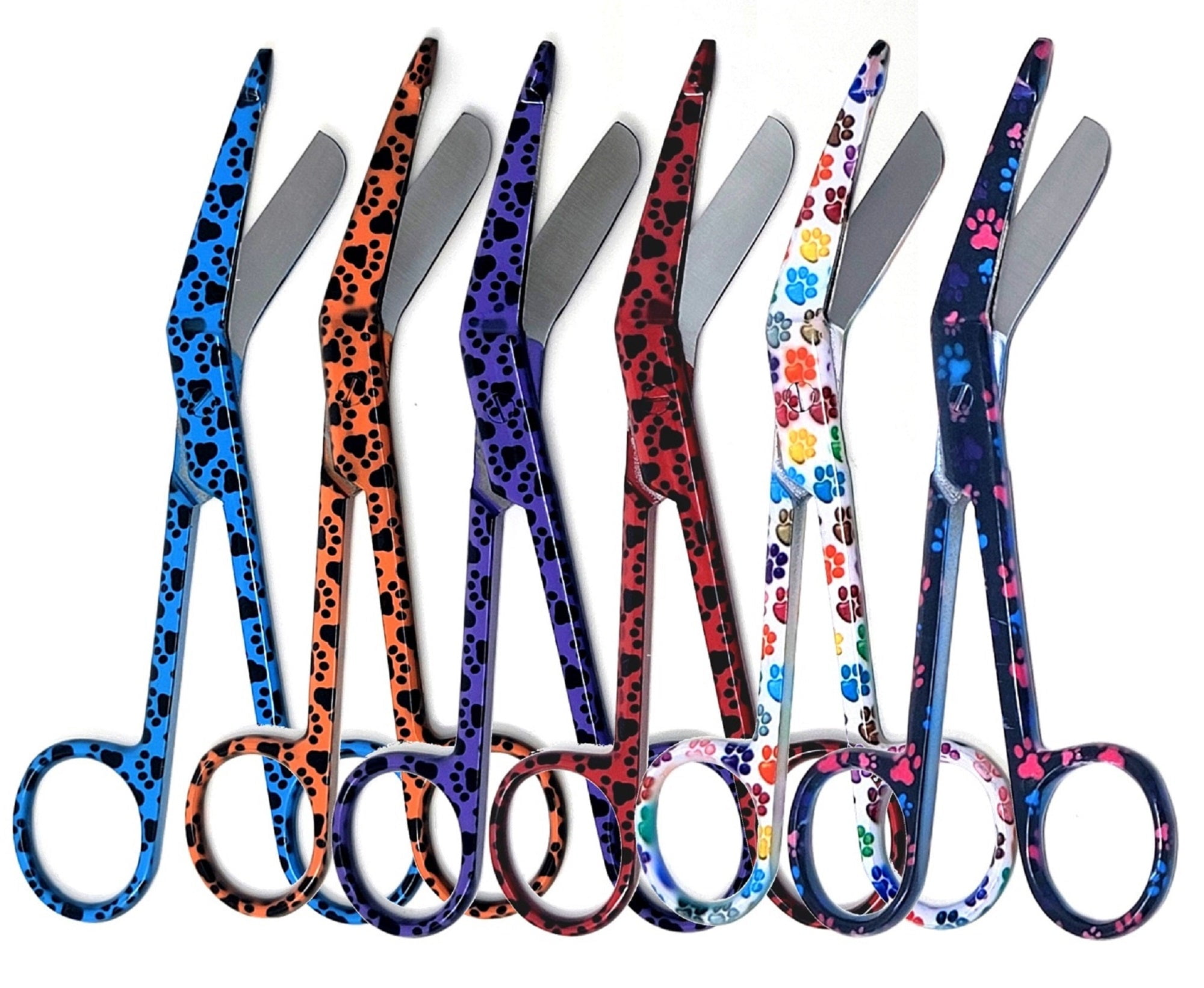Set of 6 Lister Bandage Scissors 5.5" Stainless Steel with Assorted Patterns - Set 2