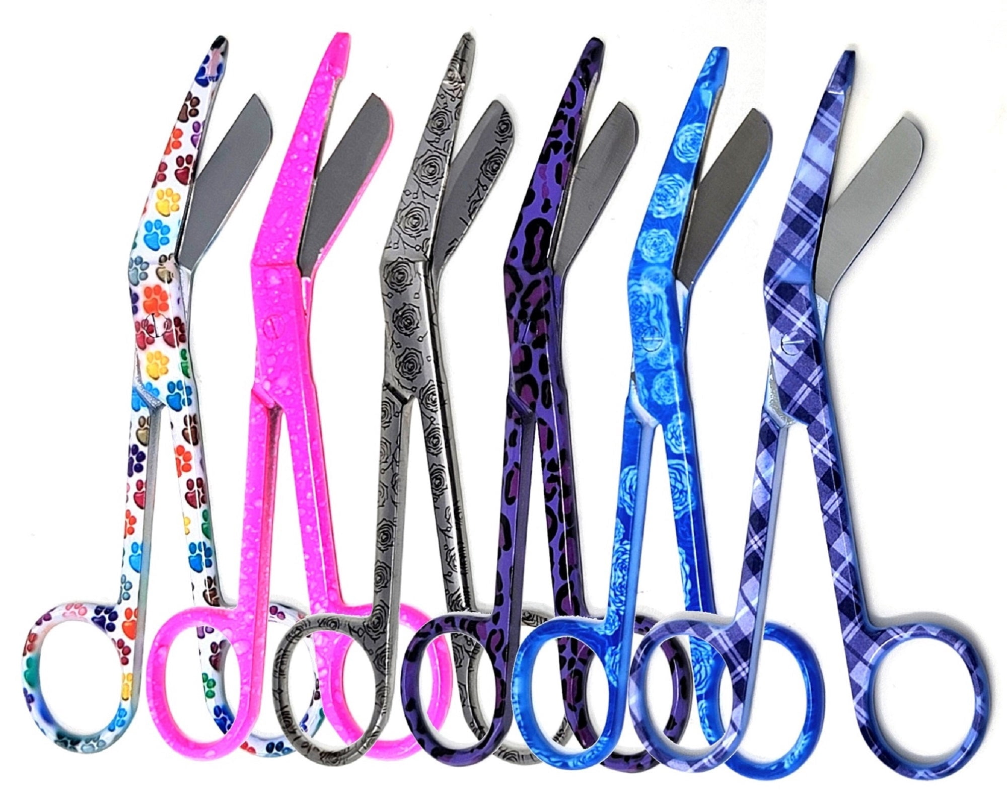 Set of 6 Lister Bandage Scissors 5.5" Stainless Steel with Assorted Patterns - Set 4