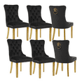 thumbnail image 1 of Set of 6 Luxury Velvet Dining Chairs with Wood Legs Tufted Back Modern Seating for Kitchen, Bedroom & Living Room, 1 of 13