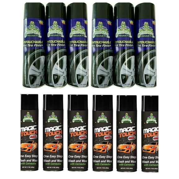Set of 6 Magic Touch Wax and 6 Untouchable Wet Tire Shine Cristal Products