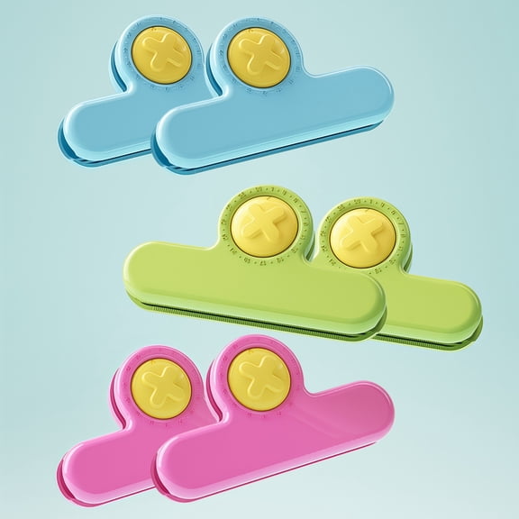 Set of 6 Magnetic Food Bag Sealers in Vibrant Colors for Easy Storage