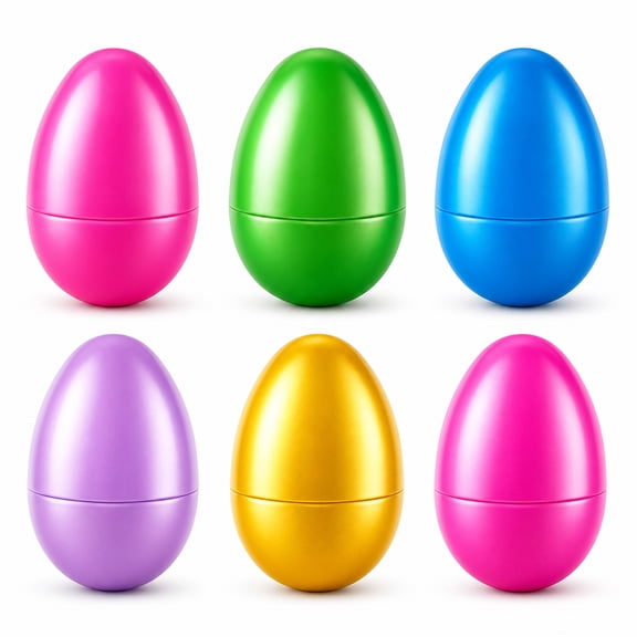 Set of 6 Matte Metallic Finish Large Plastic Easter Eggs 3.15 Inches