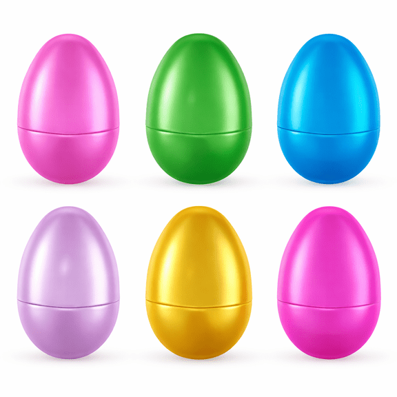 Set of 6 Matte Metallic Finish Large Plastic Easter Eggs 3.15 Inches