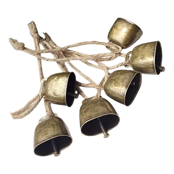 Set of 6 Metal Retro Cowbell With Rope Decorative Bells For Home Cafes Shop Decoration Craft Project And Gift