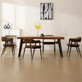 thumbnail image 1 of Set of 6 Mid Century Modern Leather Dining Chairs with Curved Backrest and Black Metal Legs, 1 of 8