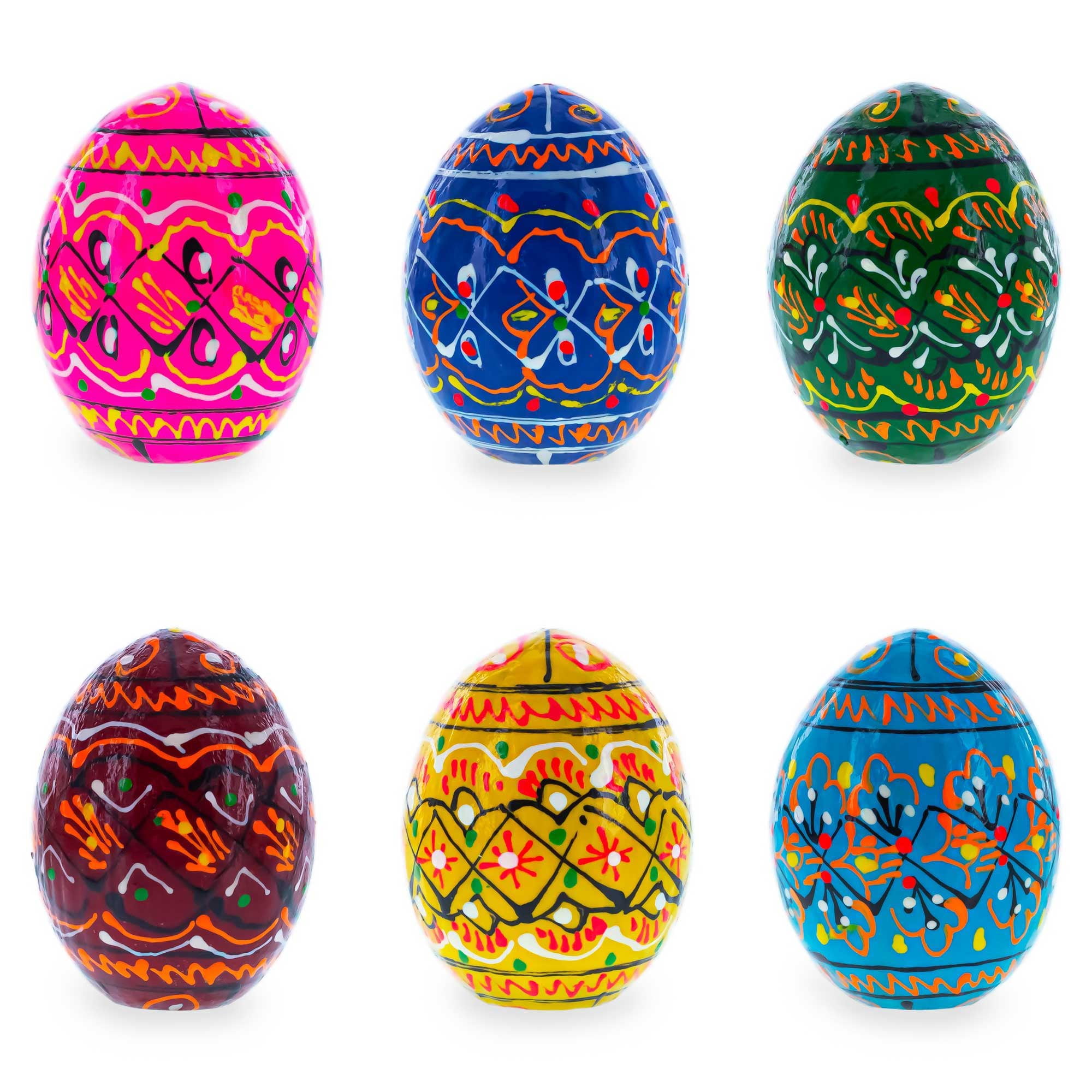 Set of 6 Miniature Ukrainian Wooden Easter Eggs Pysanky 1.5 Inches ...