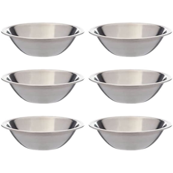 Set of 6, Mixing Bowls, Stainless Steel, Professional Chef, Commercial Kitchen, Flat Base
