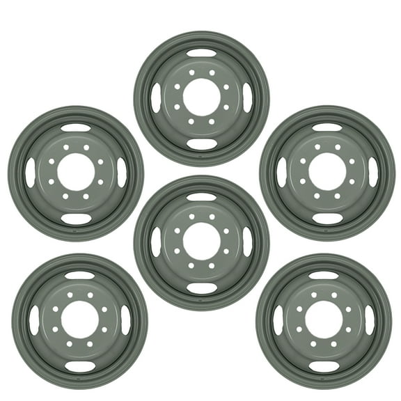 Set of 6 New 16" 16x6 Super Duty Dually Wheel for Chevy 30 VAN Express 3500 Pickup GMC Savana 3500 1988-2002 Grey Silver OEM Design Replacement Rim