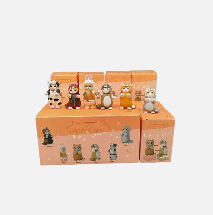 (Set of 6)New Mofusand Cat Cow Rabbit Figure Anime Cartoon Blind Box