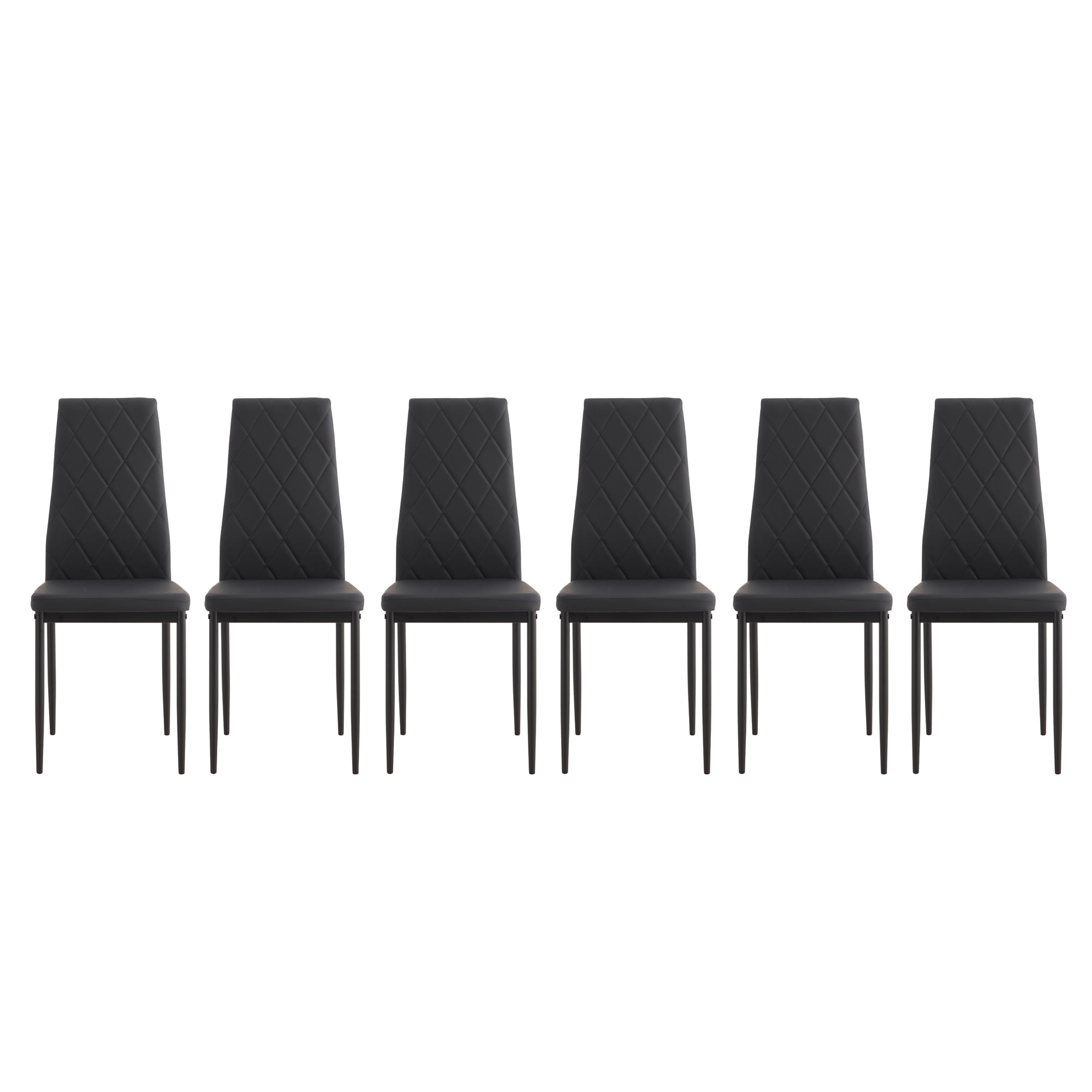 Set of 6 PU Chairs New Diamond Shaped Metal Dining Chairs Mid-Century ...