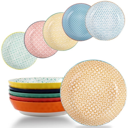 Set of 6 Large Pasta Bowls, 30 Oz Large Salad Bowls for Kitchen, 8.25 inch Ceramic Serving Bowl, Microwave&Oven&Dishwasher Safe