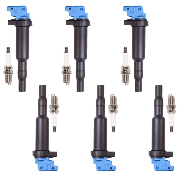 Set of 6 Performance ISA Ignition Coil and Platinum Spark Plugs Compatible with 2003-2008 BMW 760Li 6.0L V12 Replacement for UF592