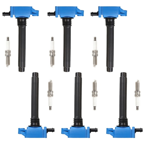 Set of 6 Performance ISA Ignition Coil and Platinum Spark Plugs Compatible with 2011-2014 Volkswagen Routan 3.6L V6 Replacement for UF648