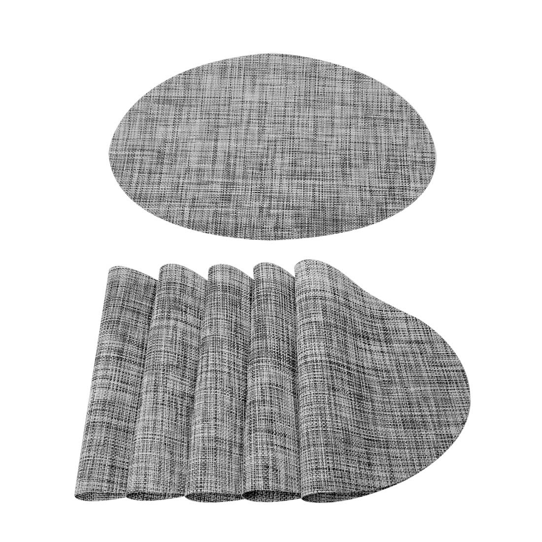 Set of 6 Placemats Cross Woven Washable Dining Table Mats Gray 18" x 12