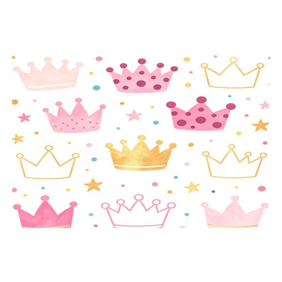 Set of 6 Placemats Heat & Wear Resistant Individual Mat for Table Kitchen Decoration or Outdoor White Crowns 18*12in