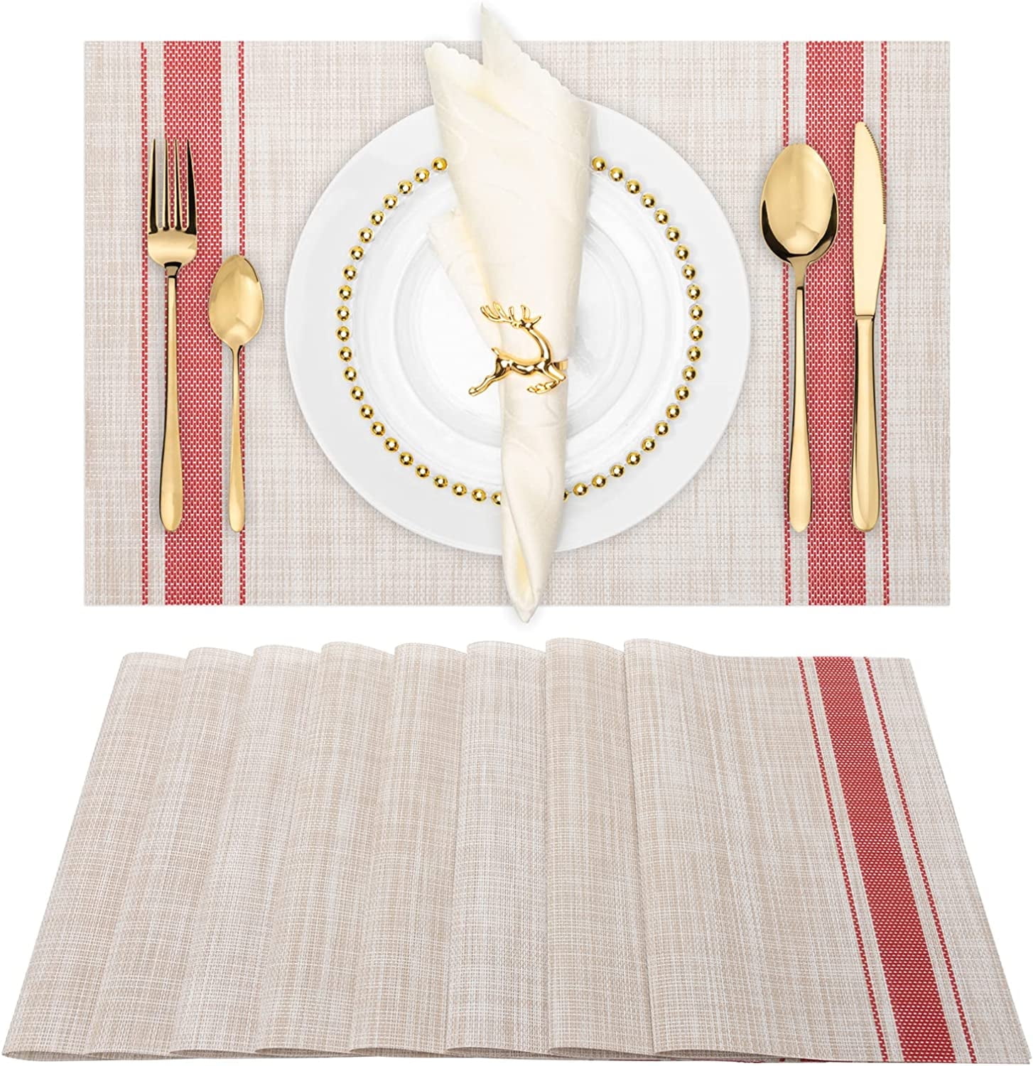 Set of 6 Placemats, Table Mats Indoor Placemats Washable PVC NonSlip