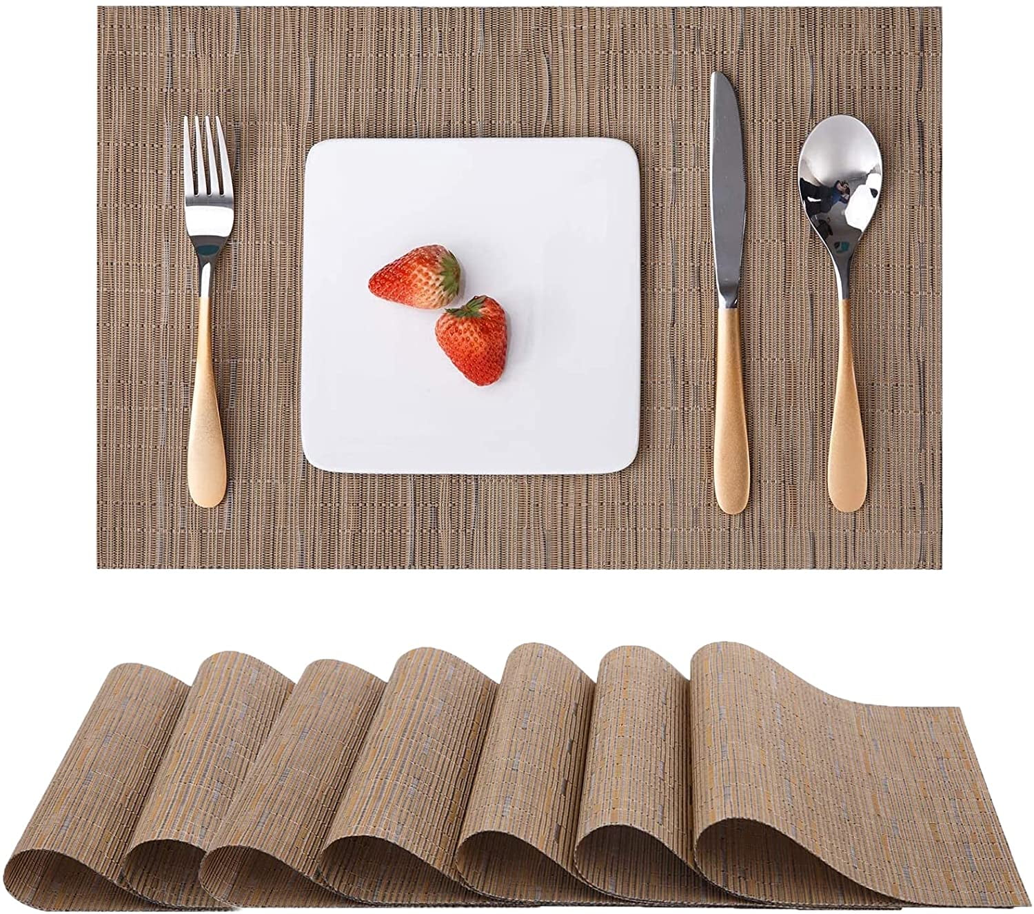 Cloth Placemats Set of 6 Cotton Placemats Washable Woven Dining
