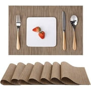 Set of 6 Placemats, Table Mats Indoor Placemats Washable PVC Non-Slip Heatproof Woven Placemats for Dining Table Fabric Place Mat