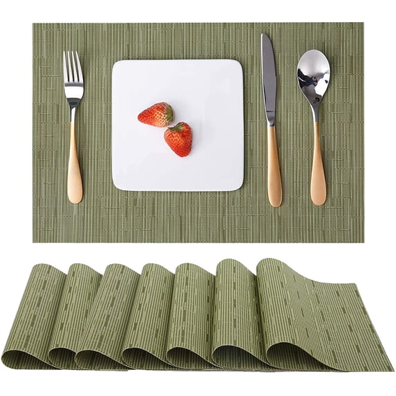 Set of 6 Placemats, Table Mats Indoor Placemats Washable PVC Non-Slip Heatproof Woven Placemats for Dining Table Fabric Place Mat