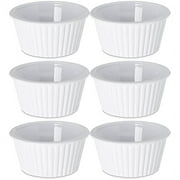 Set of 6 Plastic White Fluted Round Stackable 4 oz Ramekins - Perfect for Any Kitchen for Prepping Food or Serving Dishes! - Black Duck Brand!