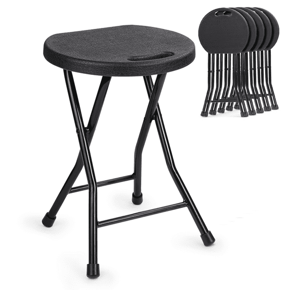 Set of 6 Portable Folding Stools, Steel 18" Backless, for Home Garden,230 lbs Capacity, Black