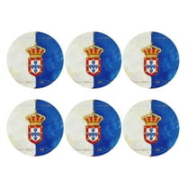 Set of 6 Portugal Alternative Flag Drink Coasters for Coffee Table Leather Coaster for Decor Housewarming Round Shape