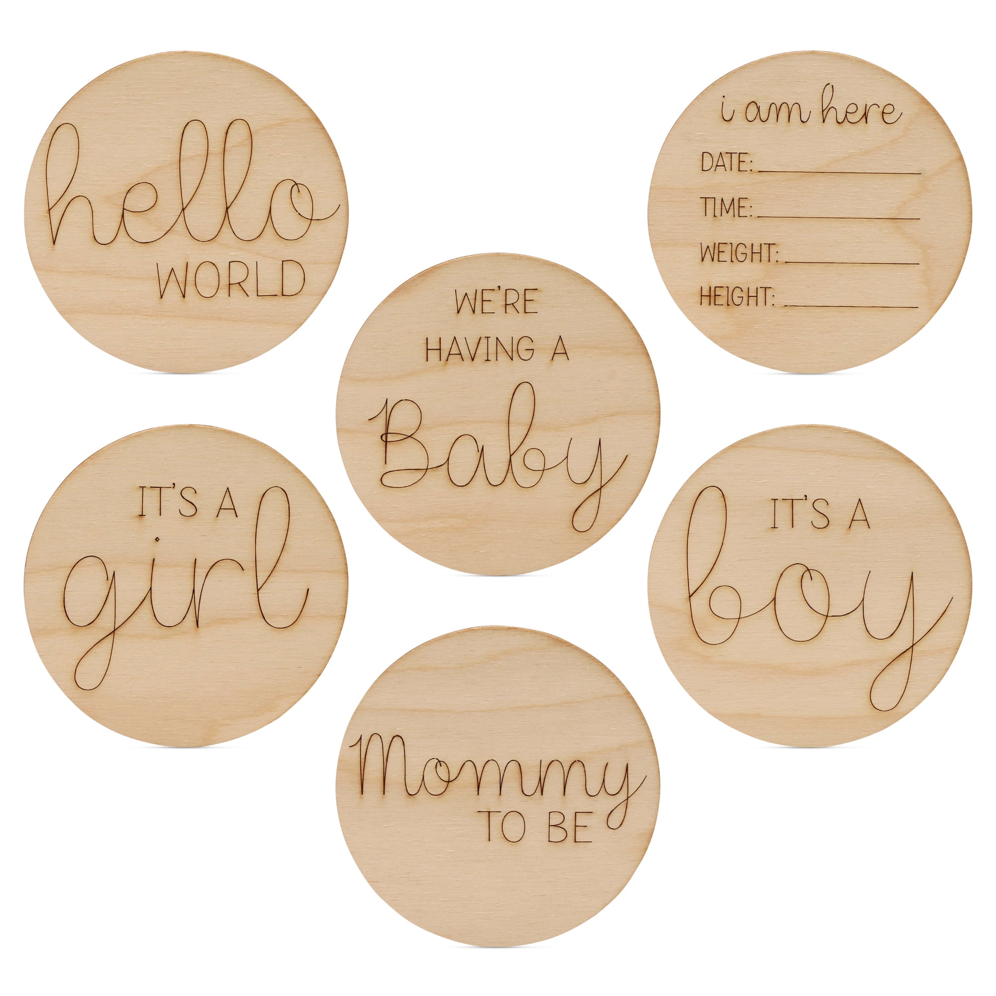 Set of 6 Pregnancy Announcement Signs & Baby Announcement Sign Kit 4-inch, Pack of 5 Gender Reveal & Baby Arrival Props, by Woodpeckers