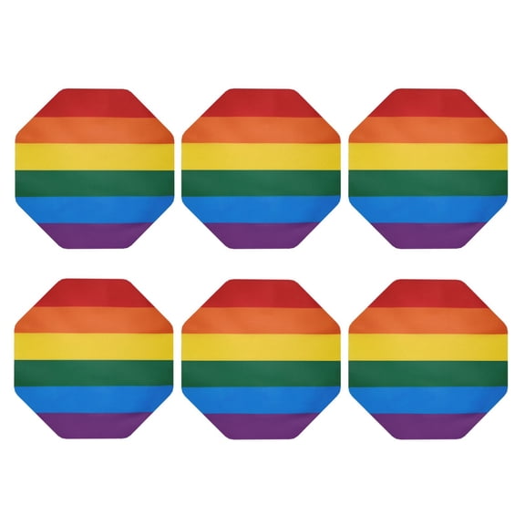 Set of 6 Rainbow Pride Flag Drink Coasters for Coffee Table Leather Coaster for Decor Housewarming Octagon