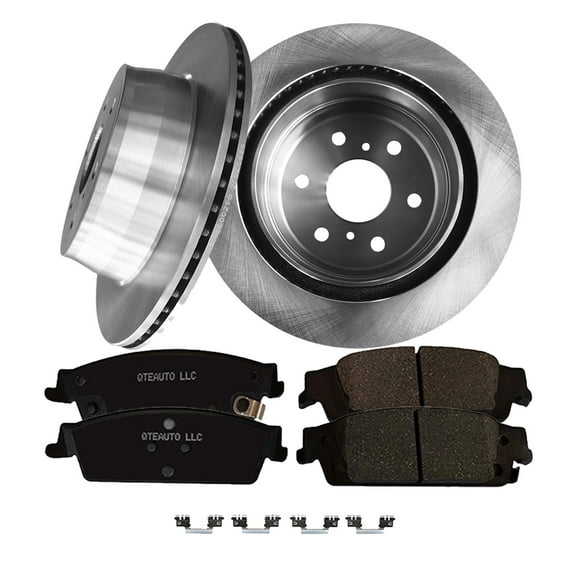 Set of 6 Rear 345mm Brake Disc Rotors-Ceramic Brake Pad Kit For 2014-2018 GMC Sierra 1500