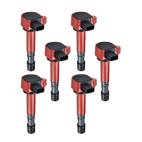 Set of 6 Red Ignition Coils Compatible with 2003-2008 Honda Pilot 3.5L V6 Replacement for UF400 C1460