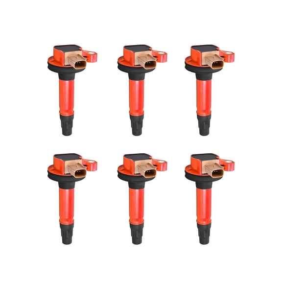 Set of 6 Red Ignition Coils Compatible with 2013-2014 Ford Flex 3.5L Replacement for FD487