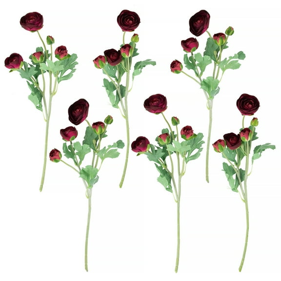 Set of 6 Red Ranunculus Artificial Floral Sprays 21"
