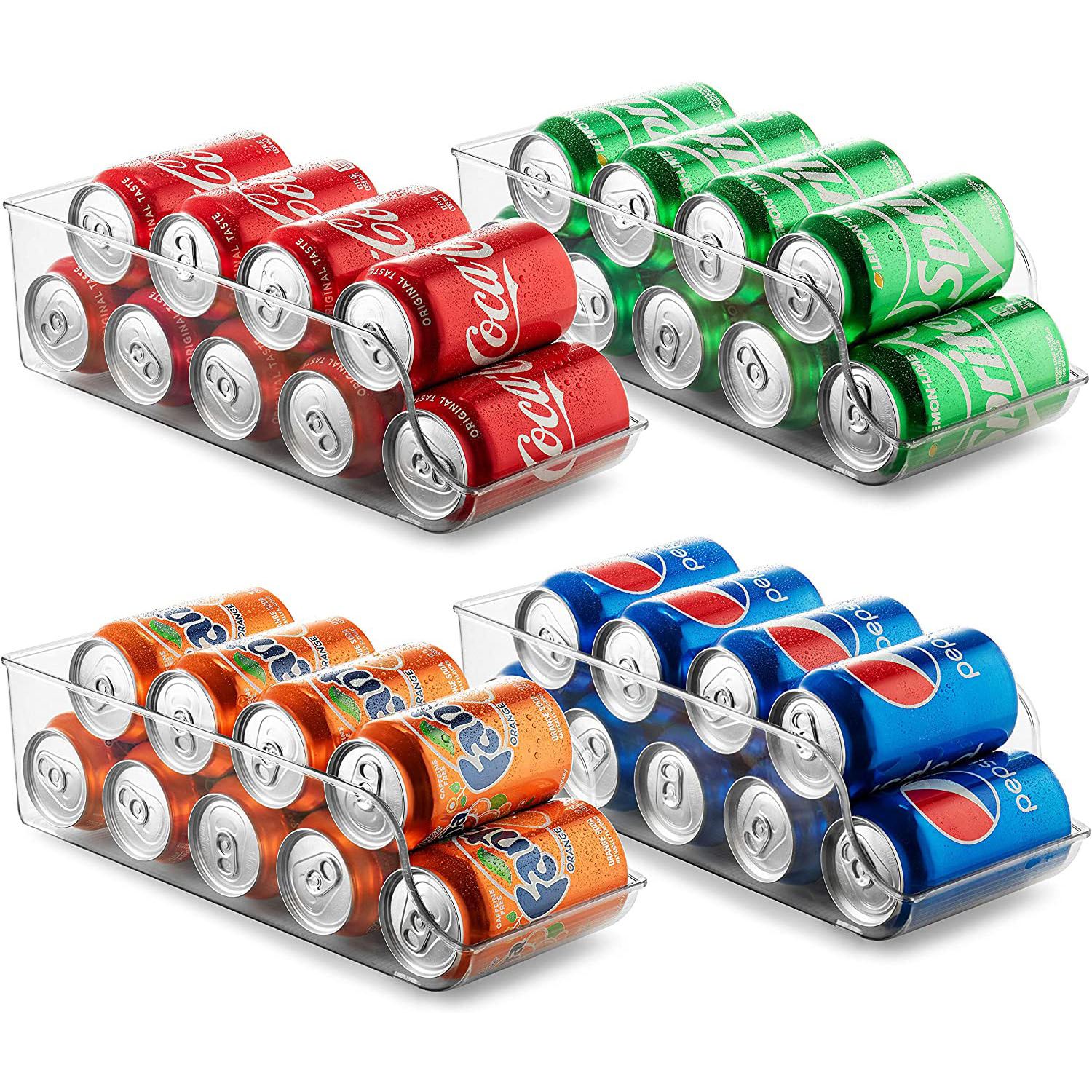 Set of 6 Refrigerator Organizer Bins Pop Soda Can Dispenser Beverage