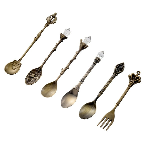 Set of 6 Retro Coffee Tea Mini Ice Cream Dessert Crystal Spoon Scoop, 4 Inch Long Sceptres