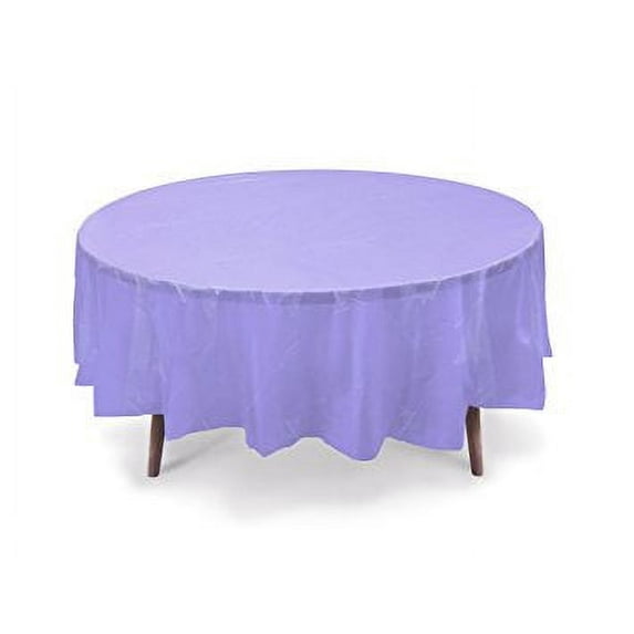 Set of 6 Round Plastic Table Covers for Birthdays, Parties, Picnics, or any fun event (84 Inches - Lavender)