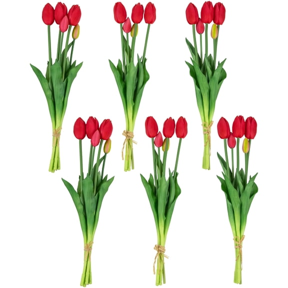 Northlight Real Touch Pink Artificial Tulip Floral Bundles Set of 6 - 18"