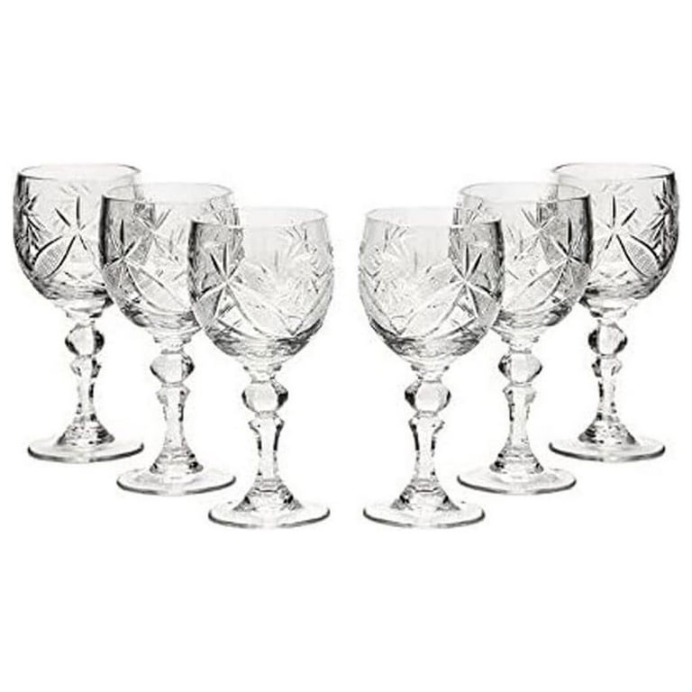 Vintage Crystal Cut Wine Glasses - Set of 2
