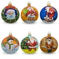 thumbnail image 1 of Set of 6 Santa with Gifts, Snowman, Nutcracker Glass Christmas Ornaments, 1 of 3