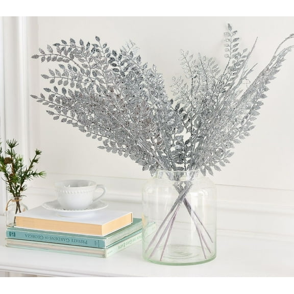 Set of 6 Shimmery Leaf Picks by Valerie in Silver