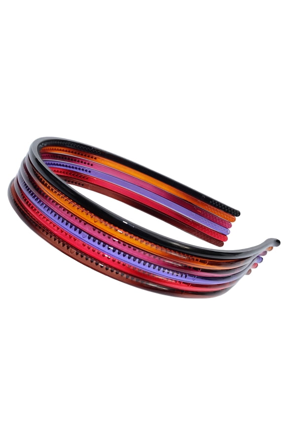 Set of 6 Skinny Headband -Teeth Comb Plastic Headbands for Women and Men, Hair Accessories for Women - Neutral Colors