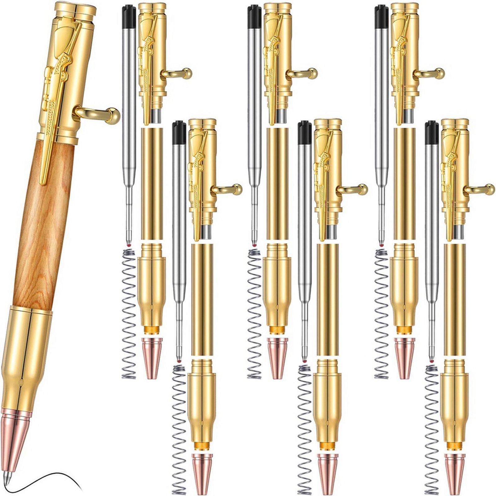 Set of 6 Slim Pens, Multi-Color Wooden Swivel Pen Set with Refill Shaft Bolt-On Ballpoint Pen for DIY Wooden Swivel