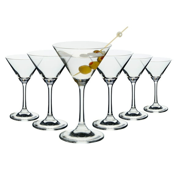 Juvale Cocktail Glasses - 5 oz Clear Glassware Set of 6, 6-Inch Tall - Margarita Glass Set & Coupe Design for Desserts & Cocktails - Dishwasher Safe Barware