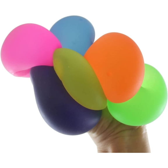 Set of 6 Smaller 1.5" Sugar Balls - Thick Glue/Gel Stretch Ball - Ultra Squishy and Moldable Slow Rise Relaxing Sensory Fidget Stress Toy