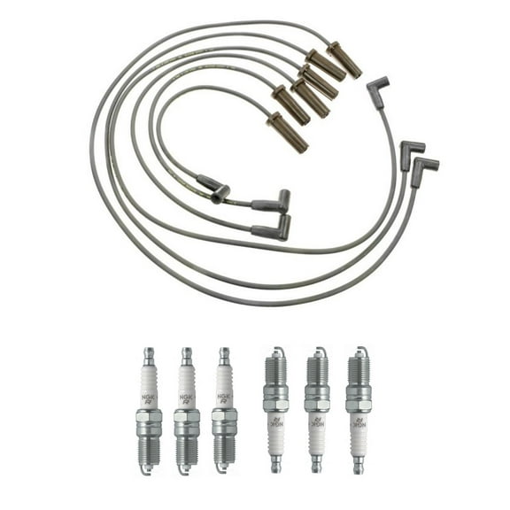 Set of 6 Spark Plugs and Wireset Compatible with 2006-2008 Buick Lucerne 3.8L Replacement for 3144